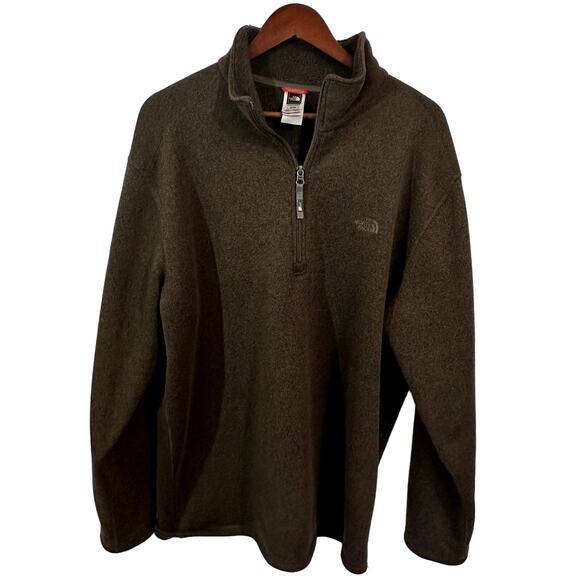 Men's The North Face Waffle Knit Brown Fleece Pullover Sweater Brown - XL - Picture 1 of 11